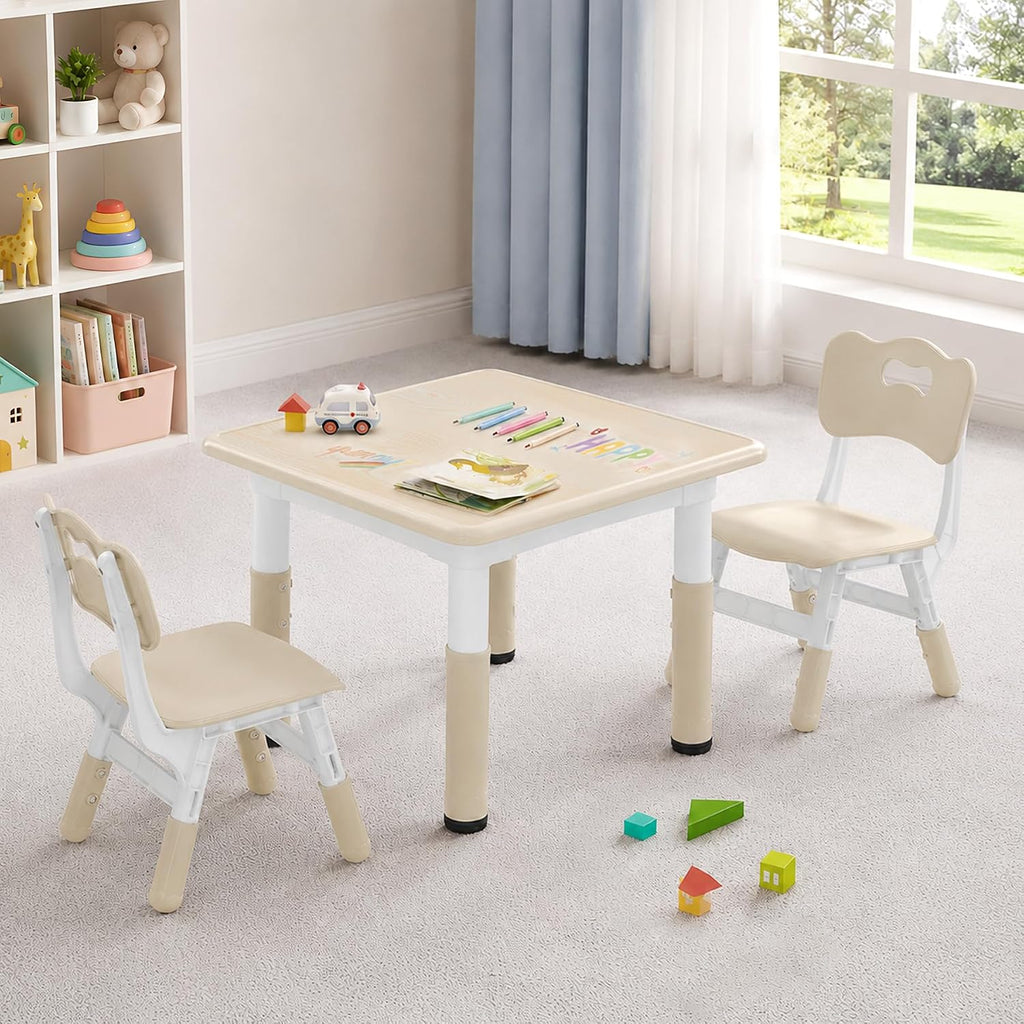 Adjustable Kids Table 2 Chairs Activity Set