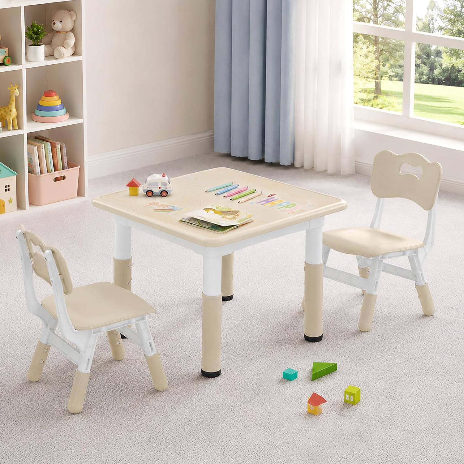 Adjustable Kids Table 2 Chairs Activity Set