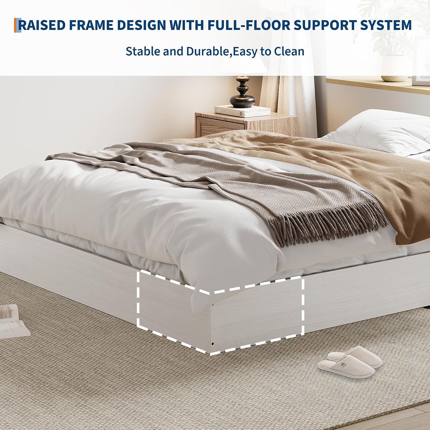 White Twin Wood Platform Bed Frame