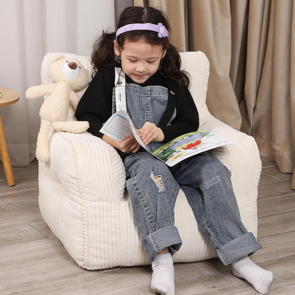 Plush Bear Kids Bean Bag Chair Beige