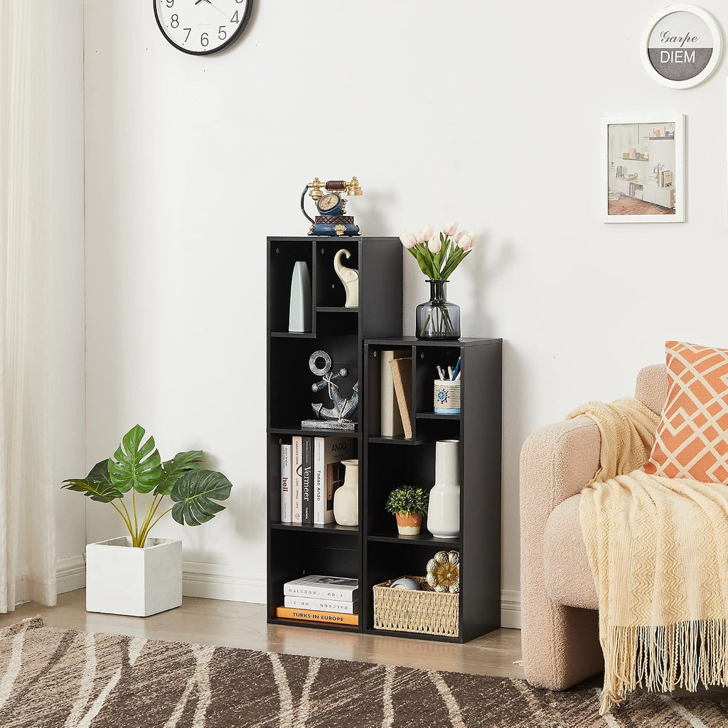4 Cube Black 3-Tier Small Bookcase