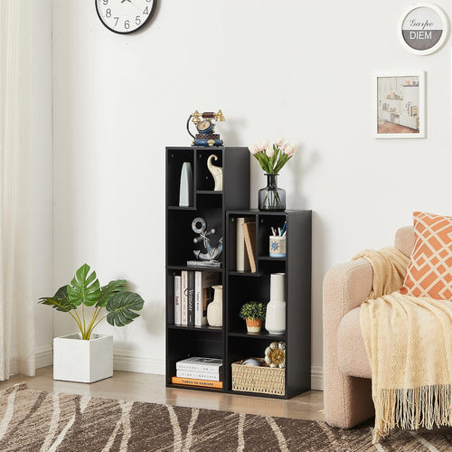4 Cube Black 3-Tier Small Bookcase
