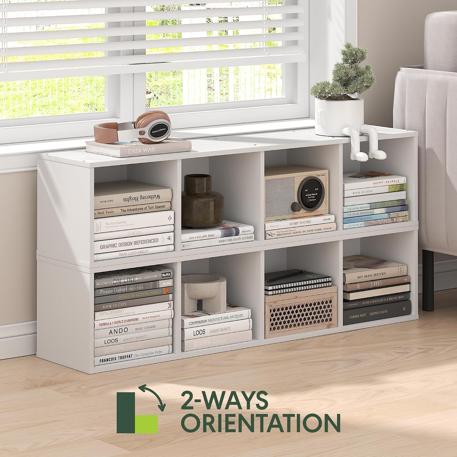 4-Tier Narrow White Standing Bookshelf