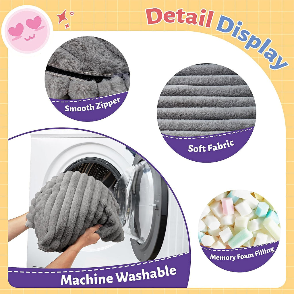 Stripe Plush Memory Foam Small Bean Bag Chair