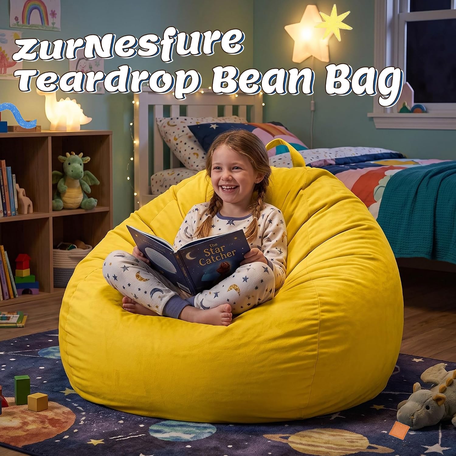 Yellow Teardrop Bean Bag Chair