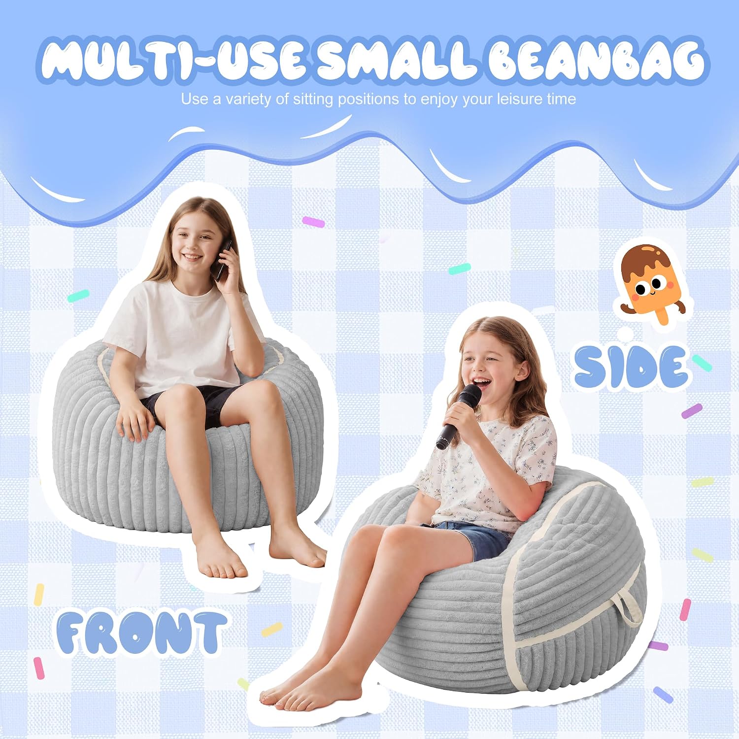 Faux Fur Memory Foam Small Bean Bag Chair