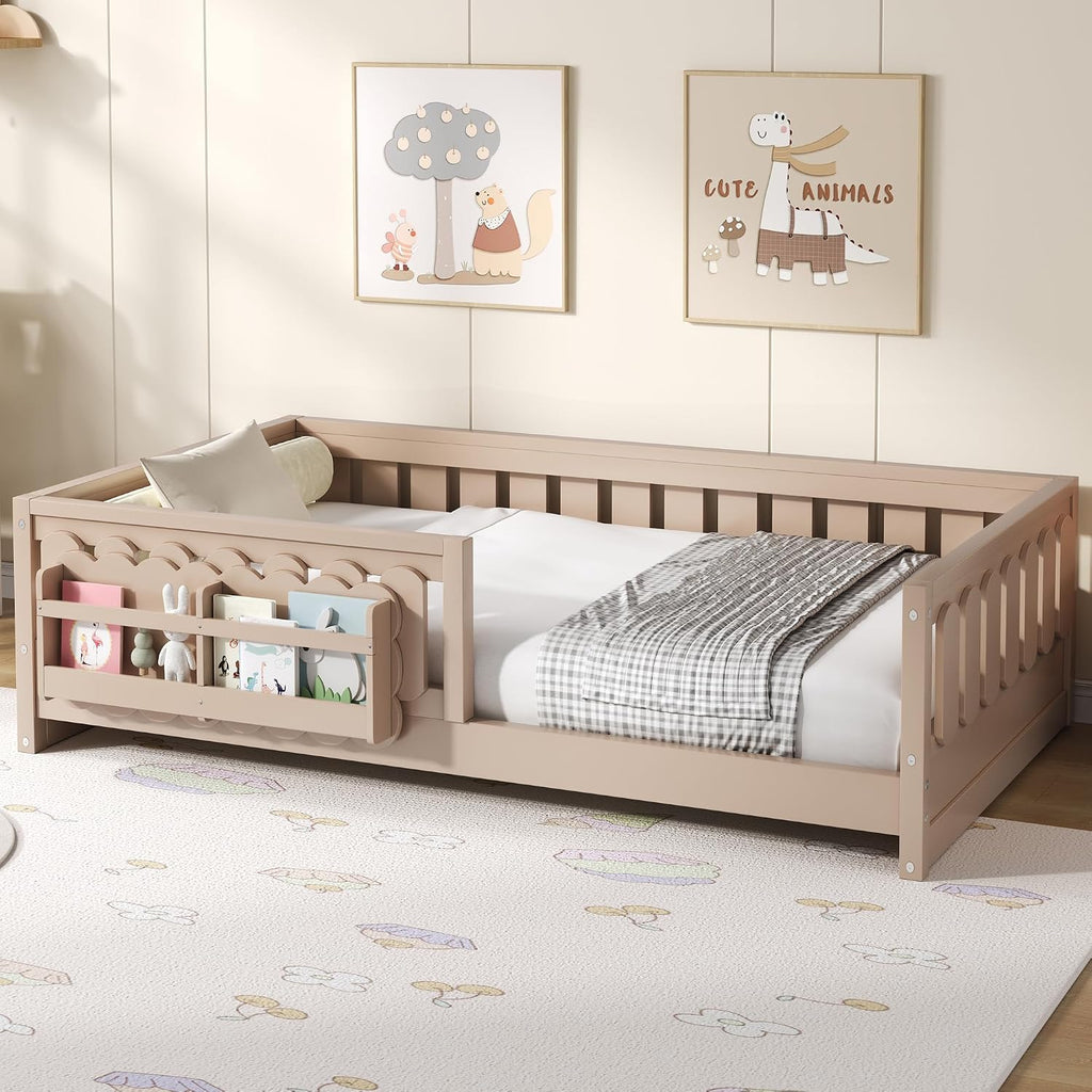 Natural Twin Storage Floor Bed