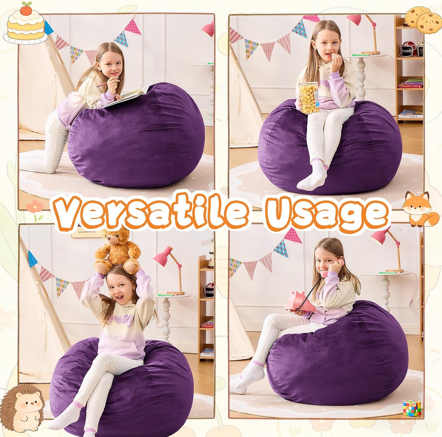 Memory Foam Kids Round Bean Bag Chair