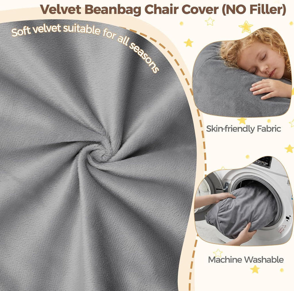 Velvet Kids Storage Bean Bag Cover