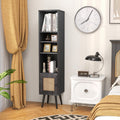 4-Cube Black Slim Storage Bookcase With Door