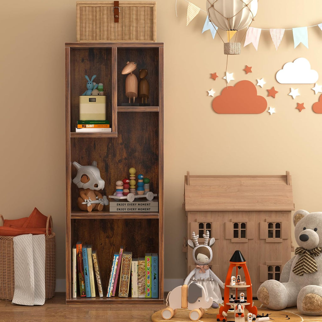 4 Cube Brown 3-Tier Small Bookcase