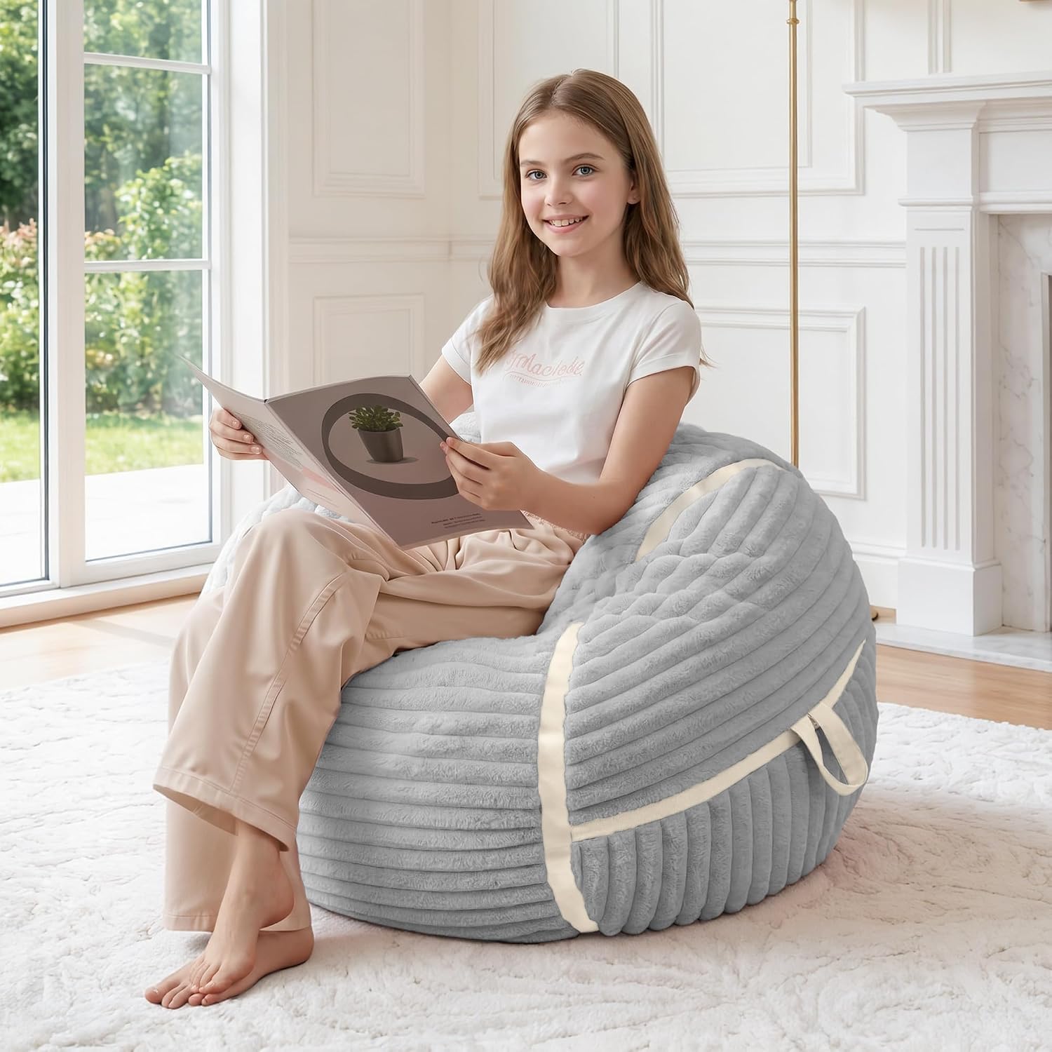 Faux Fur Memory Foam Small Bean Bag Chair