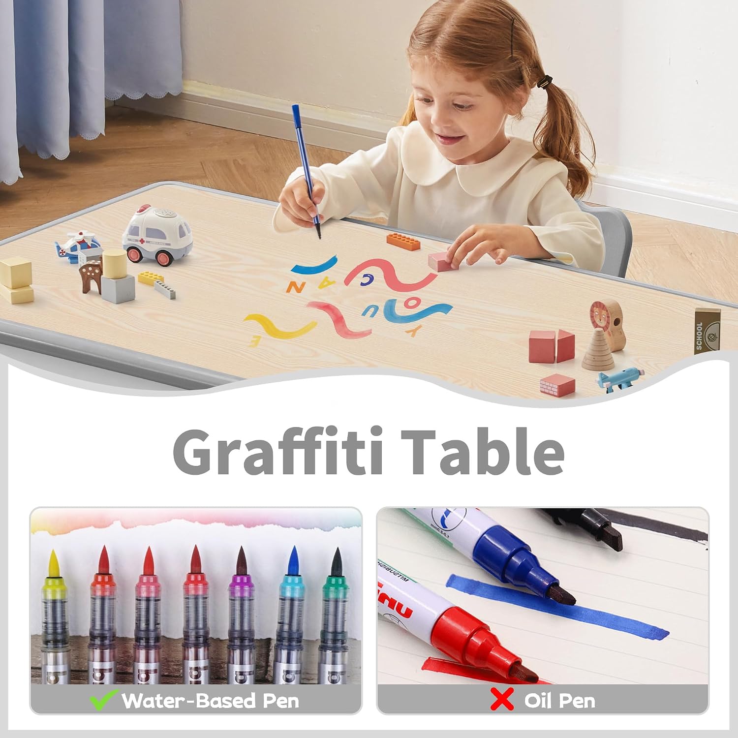 7 Level Adjustable Kids Graffiti Activity Table