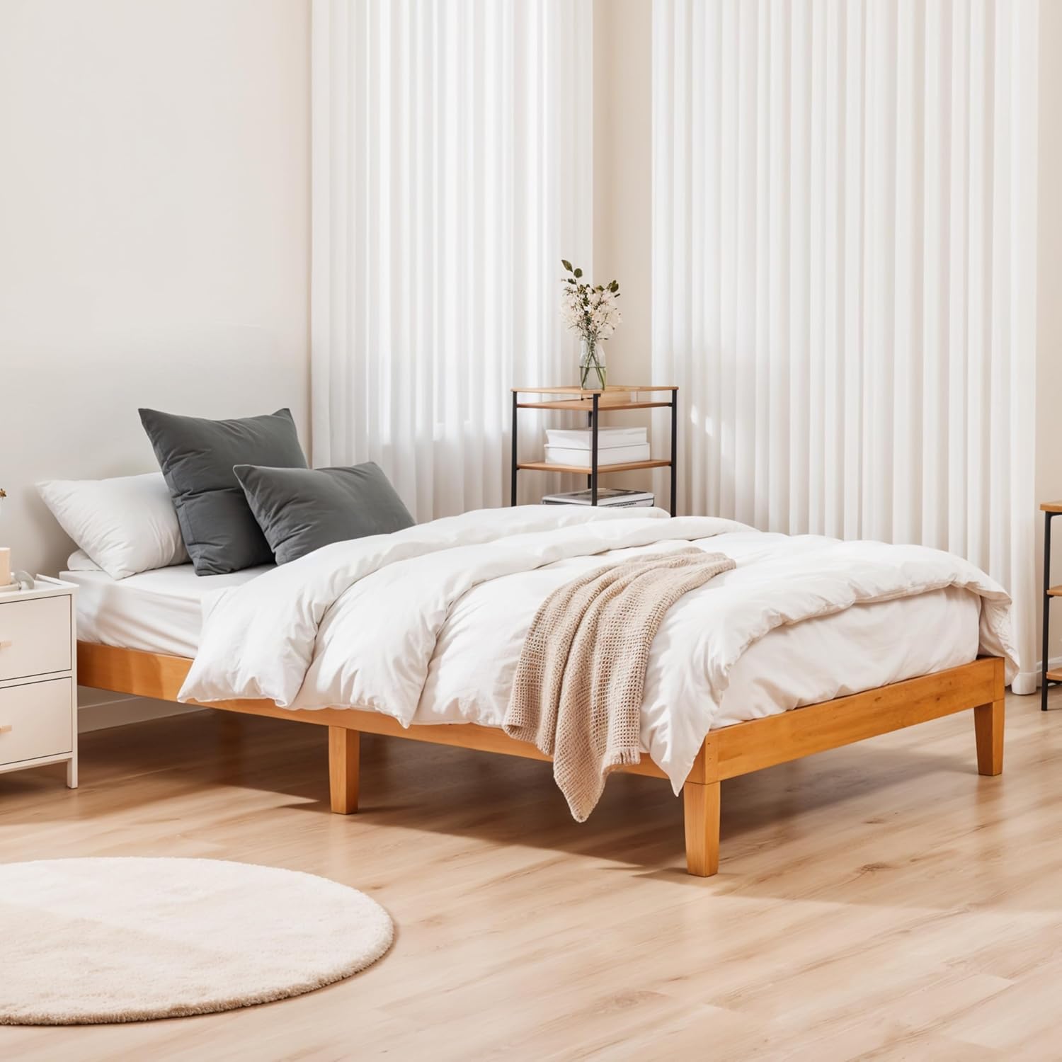 Pine Twin Storage Wood Bed Frame