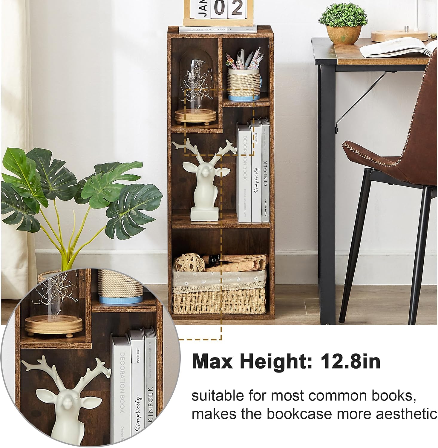 4 Cube Brown 3-Tier Small Bookcase