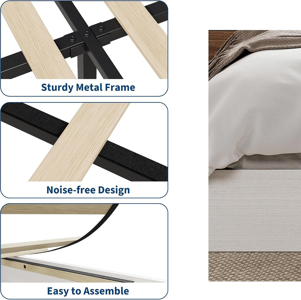 White Twin Wood Platform Bed Frame