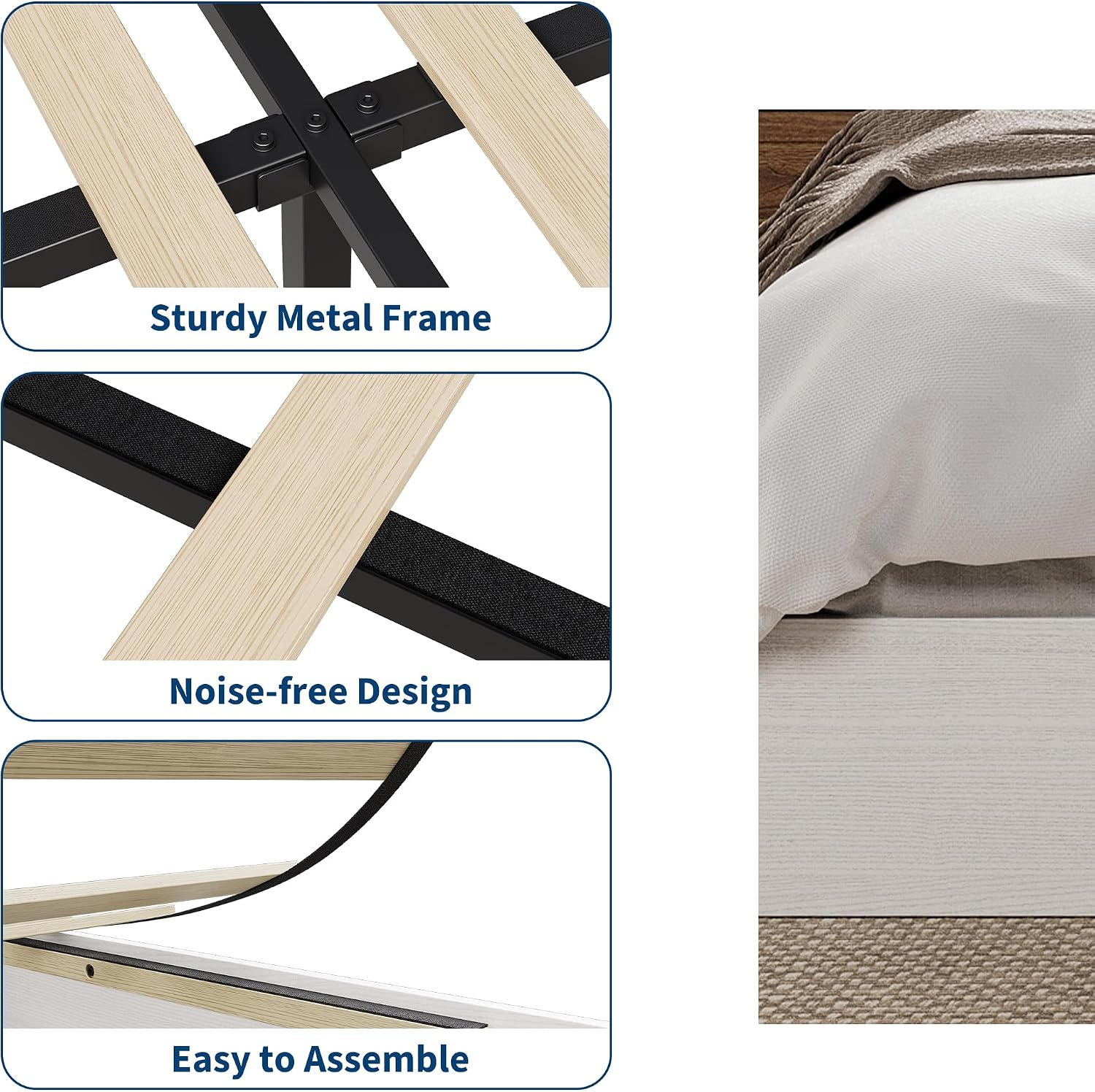 White Twin Wood Platform Bed Frame