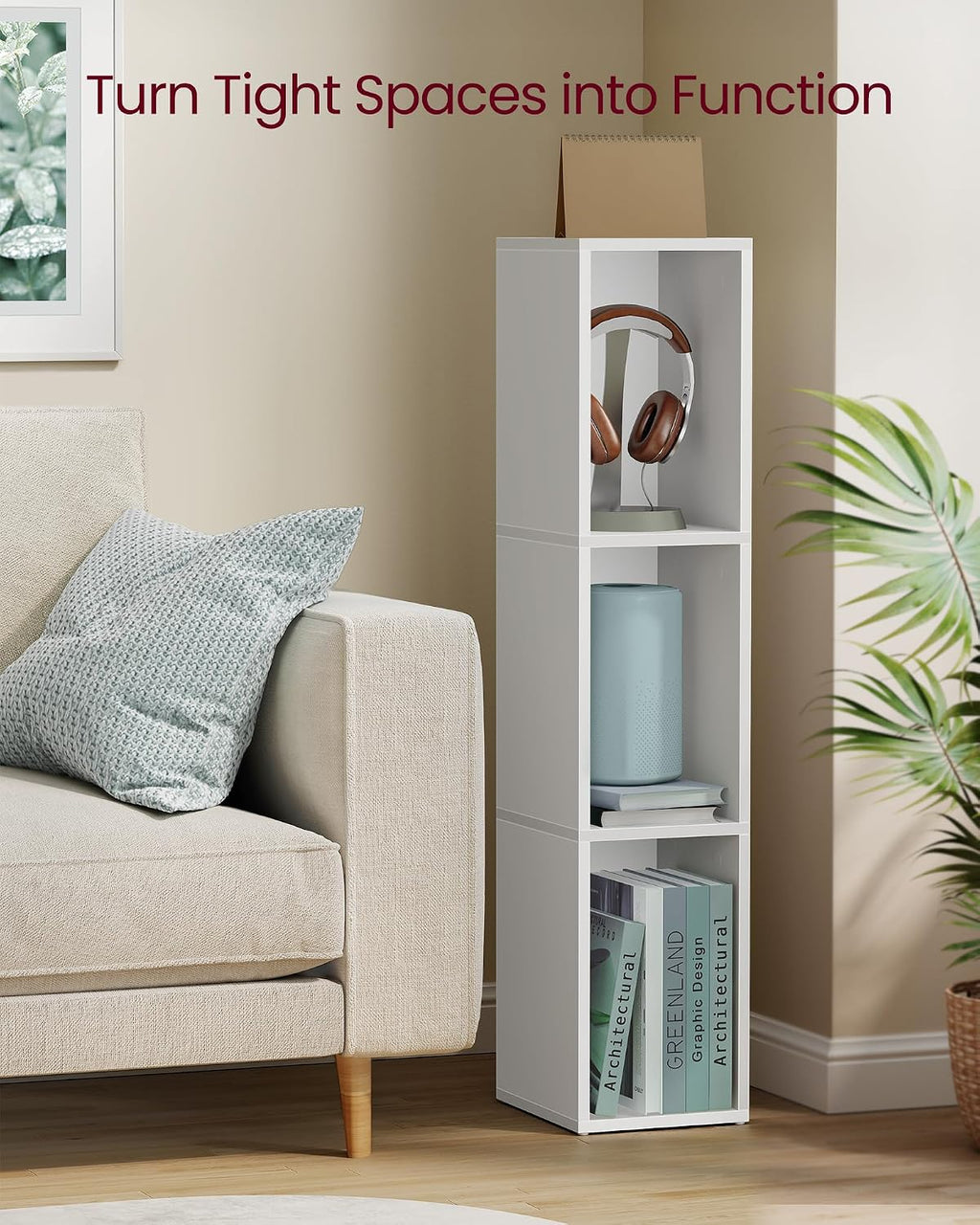 3-Tier Cloud White Open Storage Bookshelf