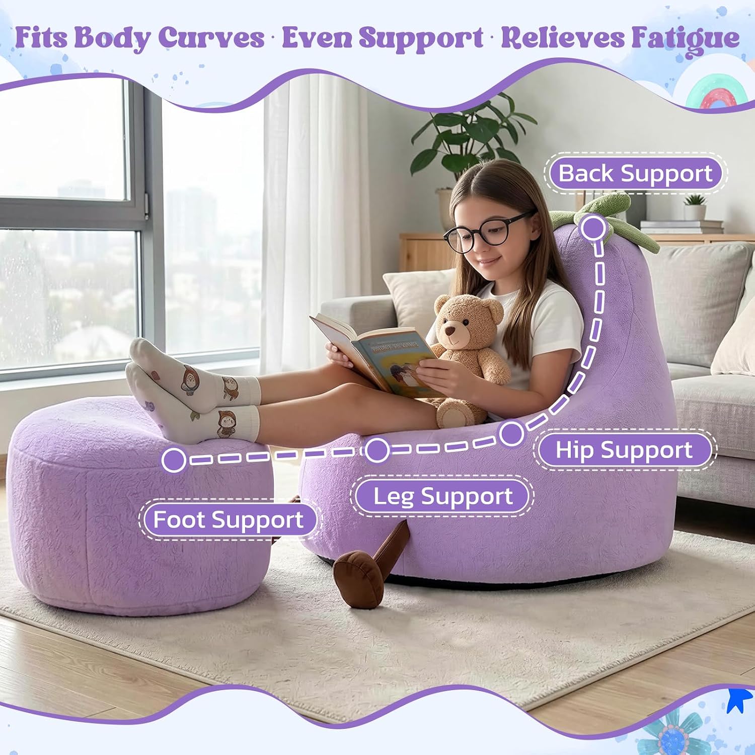 Rabbit Fur Memory Foam Bean Bag Chair