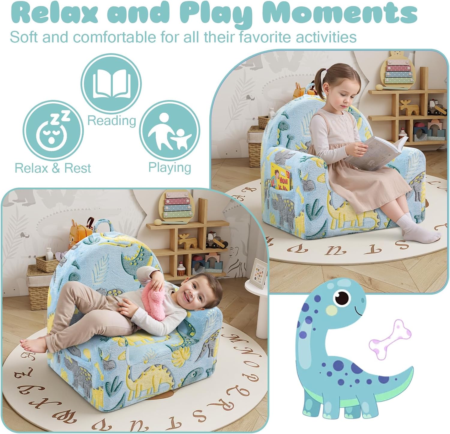 Glow Dinosaur Kids Plush Sofa