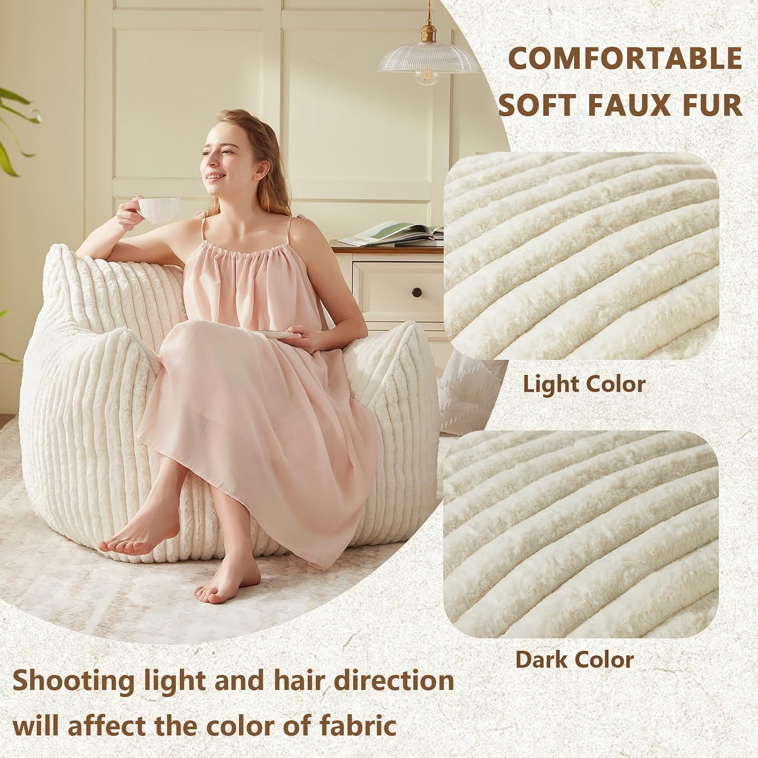 Faux Fur Armrest Memory Foam Bean Bag
