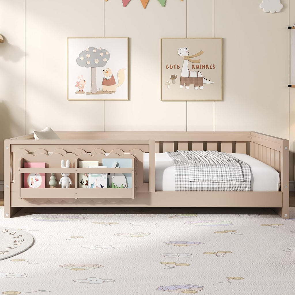 Natural Twin Storage Floor Bed