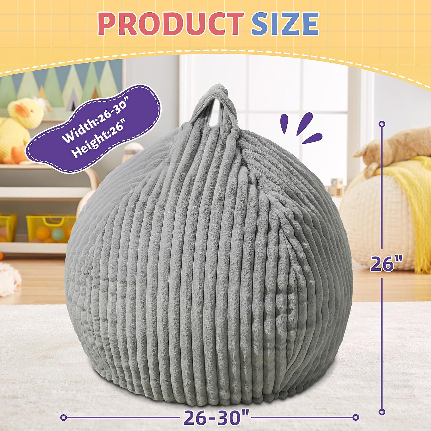 Stripe Plush Memory Foam Small Bean Bag Chair