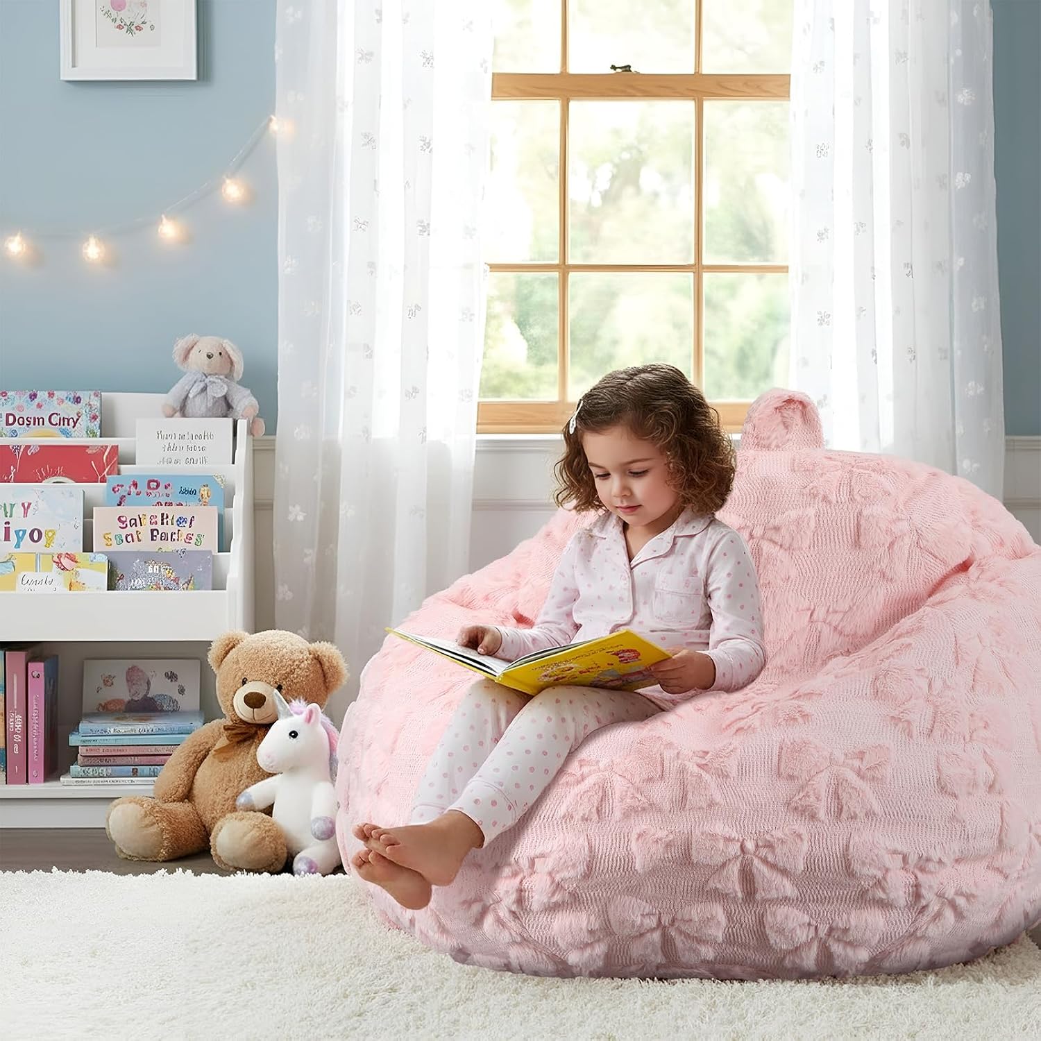 Pink Bow Storage Bean Bag Cover