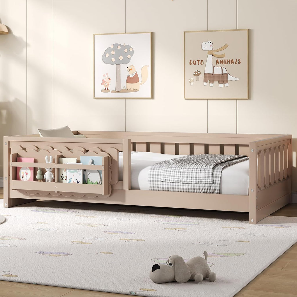Natural Twin Storage Floor Bed