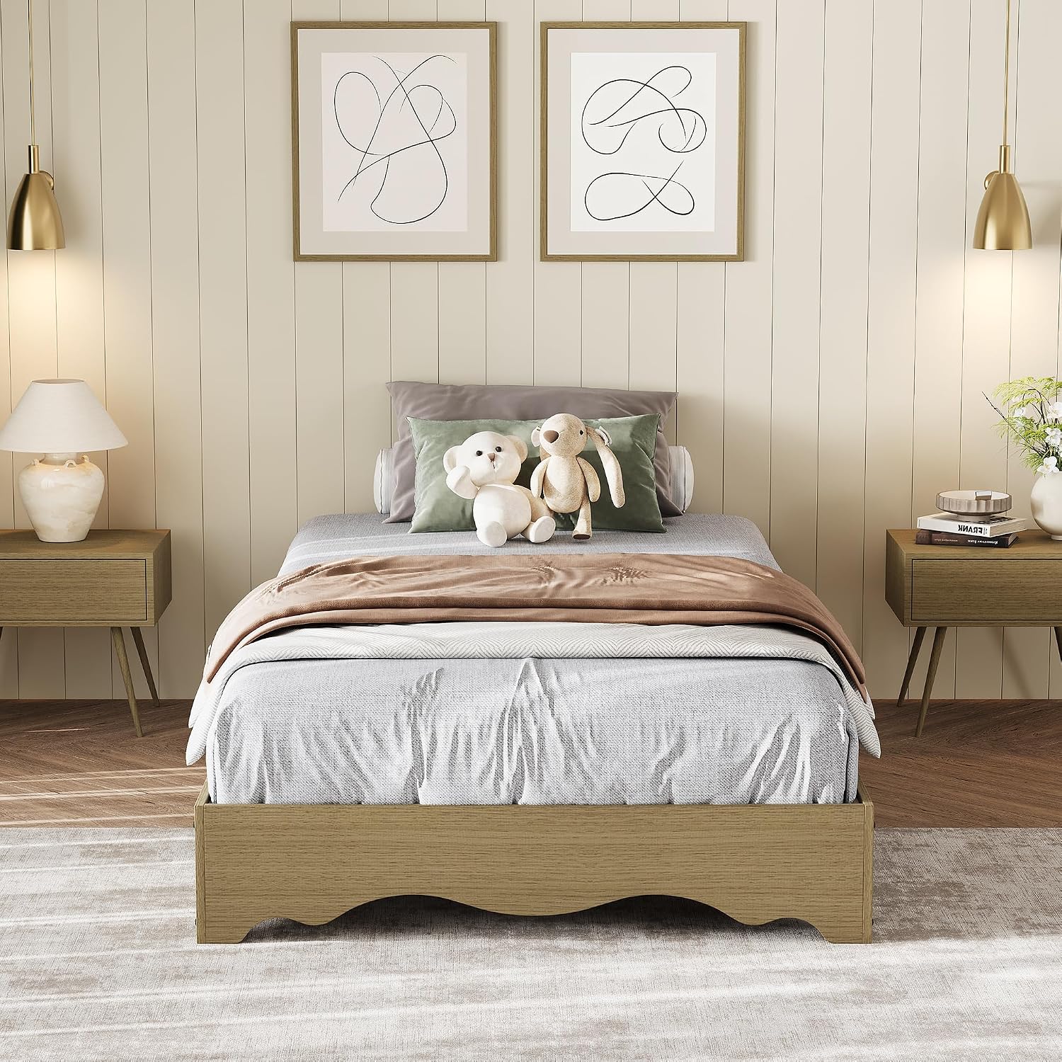 Wave Wood Twin Platform Bed Frame