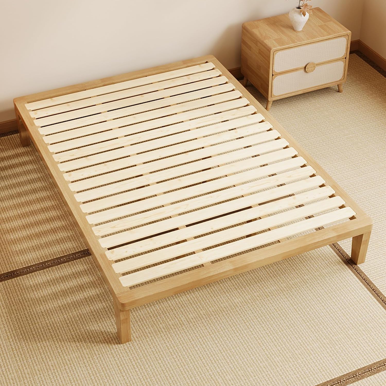 Full Solid Wood Tatami Platform Bed Frame