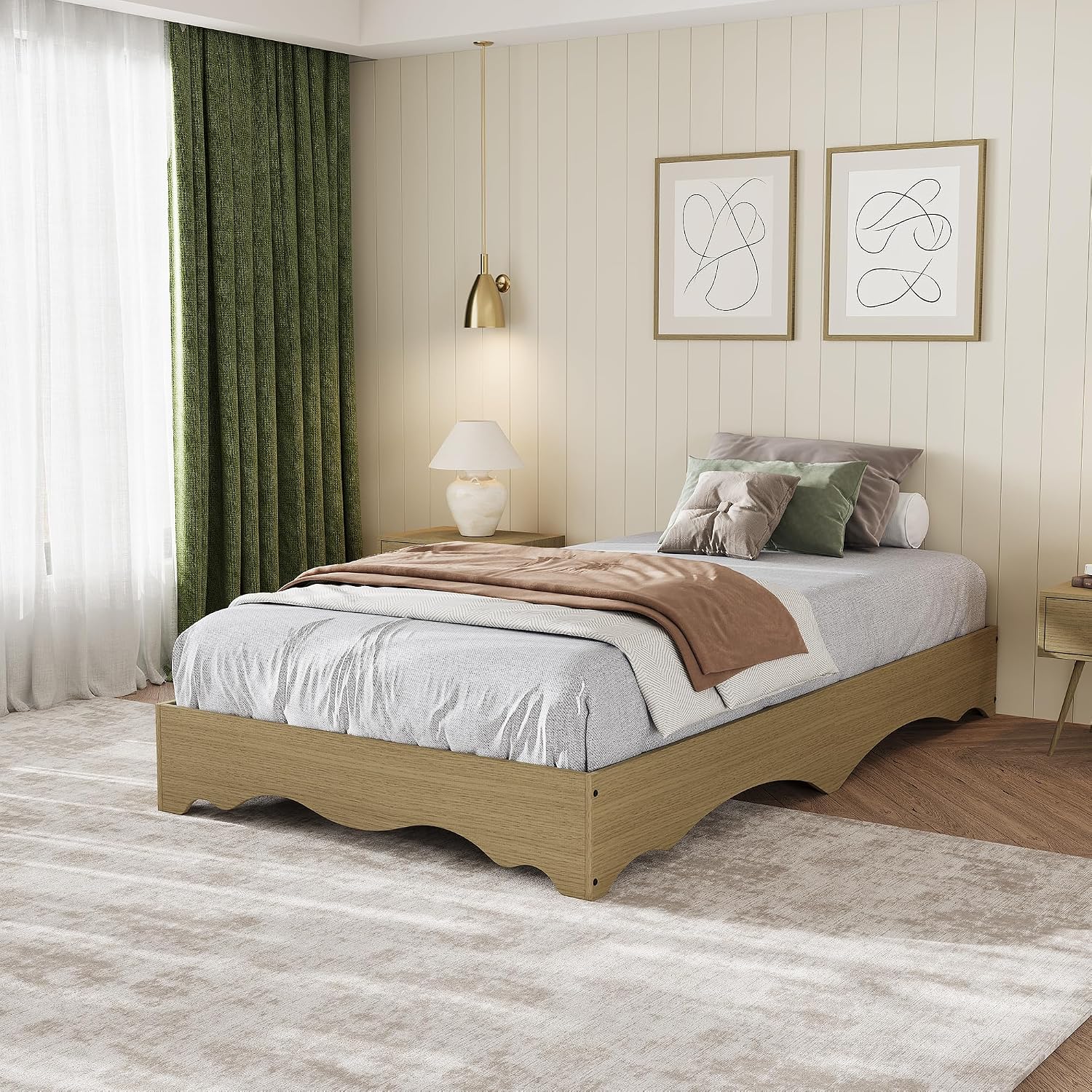 Wave Wood Twin Platform Bed Frame