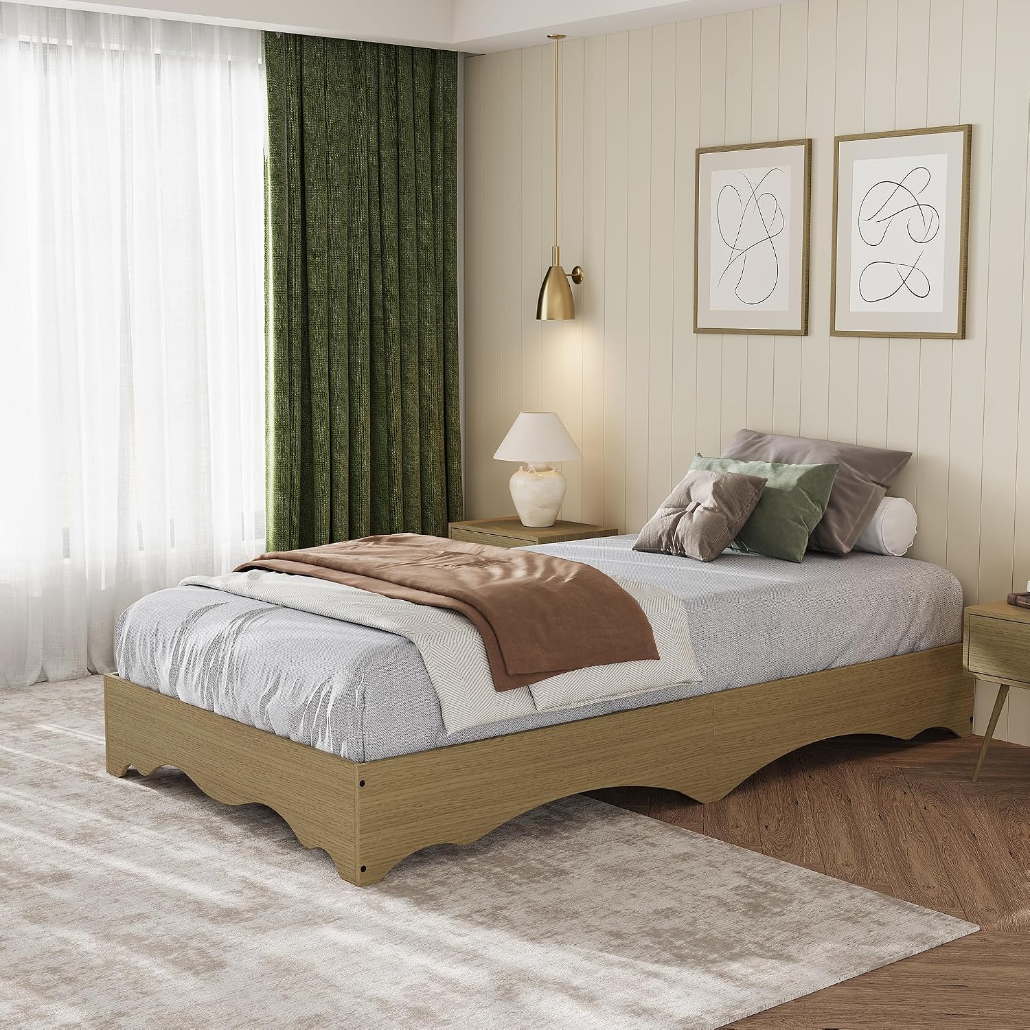 Wave Wood Twin Platform Bed Frame